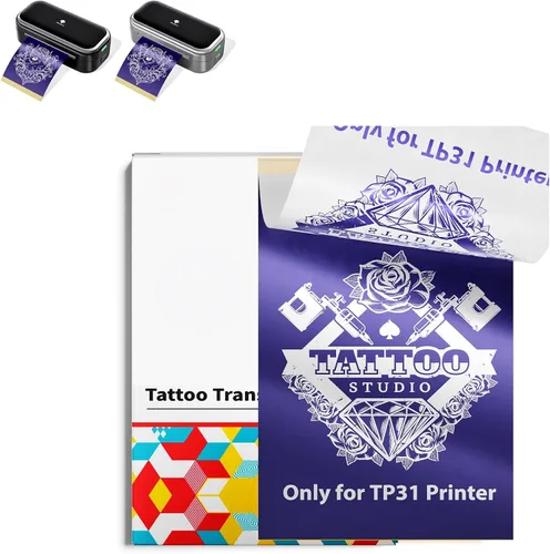 Phomemo Papel de plantilla de tatuaje de 3.15 x 5.24 pulgadas para TP31 Mini impresora de tatuajes, papel de transferencia de 100 tatuajes para