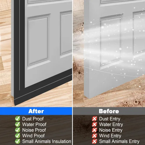 Miniatura 4 de ToLanbbt Burlete Sellador de Silicona para Puerta Tira Selladora 3 pulgadas x 20 pies Bloqueador de Corrientes de Aire para Puerta Cinta Negro