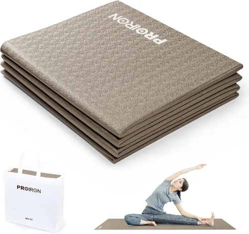 Miniatura 15 de PROIRON Esterilla de Yoga Plegable 0.24"/0.16" para Entrenamiento en Casa y Viajes, Esterillas de Yoga de Viaje Antideslizantes con Bolsa
