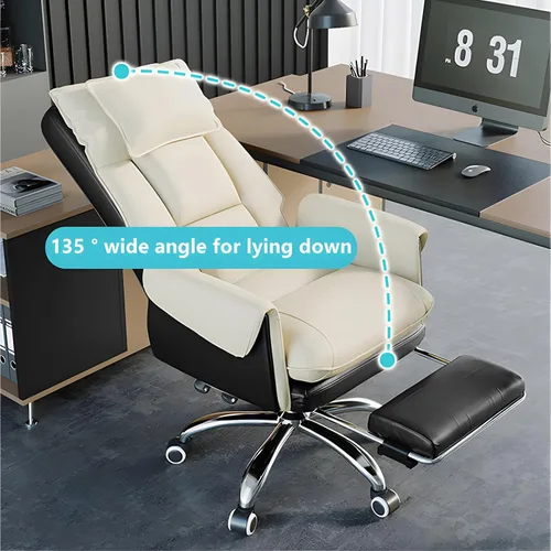 Miniatura 7 de Ergonomic High-Back Executive Office Chair with Footrest,Adjustable Lumbar Support & 360° Swivel,Heavy-Duty Metal Base PU Leather Desk Chair for