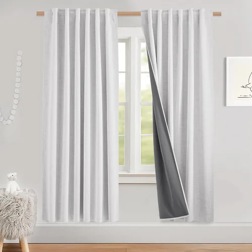 Miniatura 50 de NICETOWN Cortinas 100% opacas de 63 pulgadas de largo, 2 paneles de cortinas cortas con aislamiento térmico con forro para dormitorio, cortinas