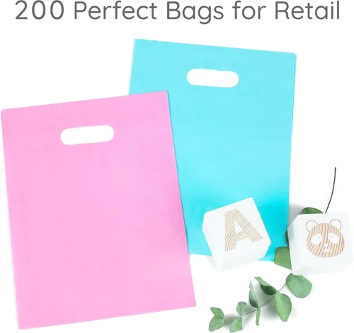 Miniatura 2 de Bolsas de mercancía Choice Marts en colores rosa pastel y azul pastel, 200 unidades, tamaño 9"x12", espesor de 1.5 mil