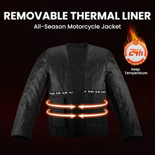 Miniatura 7 de Chaqueta de motocicleta ILM con armadura CE para hombres Enduro Touring Dualsport, resistente al agua, textil, para todo tipo de clima B02 Blanco