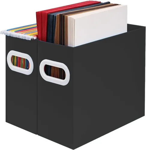 Organizador de archivos colgante, organizador de carpetas de archivos de cartón para tamaño carta, caja de almacenamiento de documentos de