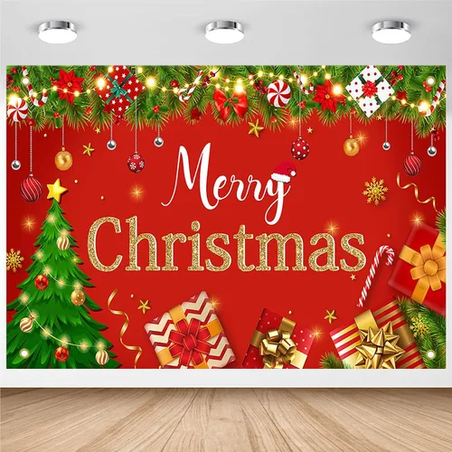 Miniatura 9 de Avezano Telón de fondo rojo de Feliz Navidad, decoración de fiesta de Feliz Navidad, banner, telón de fondo de fotografía de Feliz Navidad
