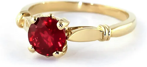 Miniatura 2 de Galaxy Gold GG Anillo solitario de oro amarillo macizo de 18 quilates, 2 unidades, Gema Metal, Rubí