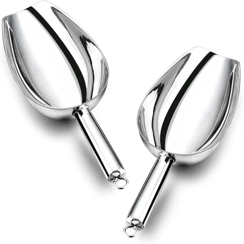 Miniatura 9 de P&P CHEF Cuchara de hielo para alimentos, cuchara de acero inoxidable, pala de metal para harina de palomitas de maíz para boda, fiesta, bar