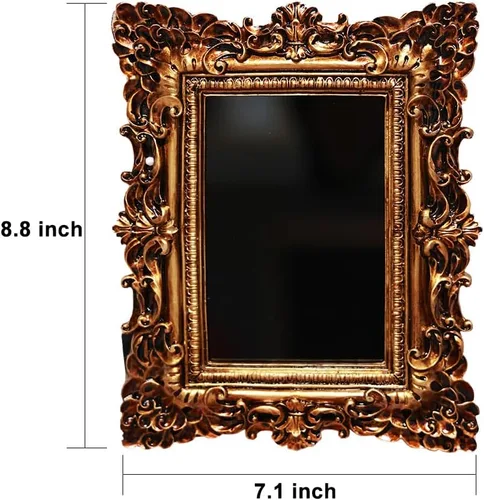 Miniatura 3 de Espejo rascador negro – Herramientas de brujería Kit de altar suministros para adivinación – Espejo cuadrado decorativo, marco dorado oscuro, 7.1