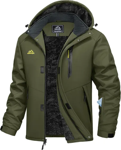 MAGCOMSEN Chaqueta de invierno para hombre, chaqueta impermeable de esquí, nieve, abrigo de snowboard cálido con múltiples bolsillos