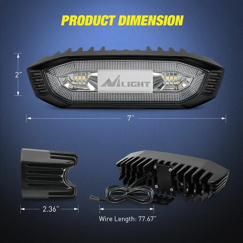 Miniatura 2 de Nilight - Luz de freno LED de persecución para UTV, universal para barra de enrollado de 1.75"-2.0", luces de marcha, intermitentes, carga y reversa
