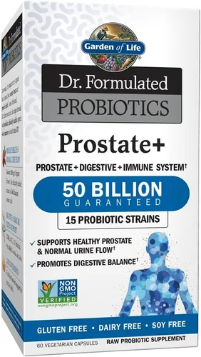 Garden of Life Dr. Formulated Probiotics Prostate+ – Acidophilus and Probiotic Support Healthy Prostate and Digestive Balance – Gluten, Lácteos y