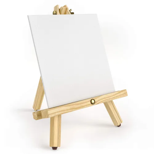 Miniatura 4 de ARTEZA Caballete de trípode, paquete de 6, 12 pulgadas, acabado de madera de pino natural para lienzos pequeños a medianos con patas antideslizantes