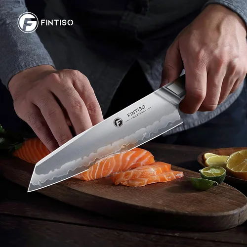 Miniatura 7 de FINTISO Cuchillo de Chef de 8 pulgadas Cuchillo de Cocina con Núcleo de Acero en Polvo S35VN Cuchillo de Chef Japonés, Cuchillo de Cocina de Acero