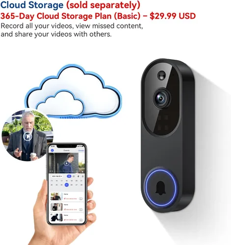 Miniatura 2 de Cámara de timbre de video inalámbrico 1080P, detección humana AI, conversación de 2 vías, visión nocturna, WiFi de 2.4 GHz, cámara de seguridad
