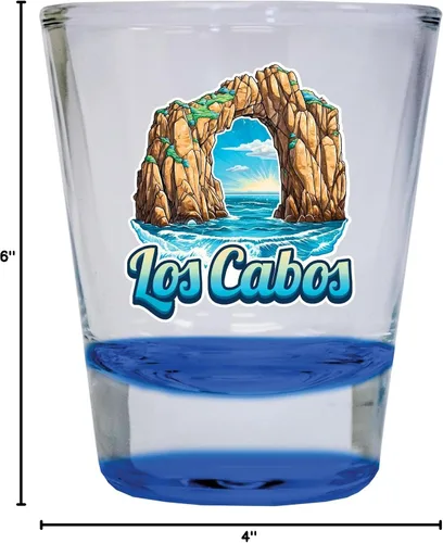 Miniatura 3 de Los Cabos Mexico Design C Souvenir - Vaso de chupito redondo de 1.5 onzas, color azul, paquete de 2
