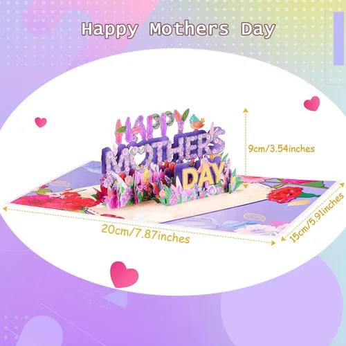 Miniatura 3 de Tarjeta desplegable para el día de la madre, tarjeta de felicitación 3D hecha a mano con sobre, tarjetas de regalo creativas emergentes para mamá