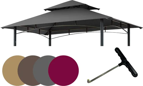Miniatura 14 de EasyLee Cubierta de toldo para kiosco de parrilla de 8 x 5 pies, parte superior de repuesto impermeable con gancho en T, color marrón