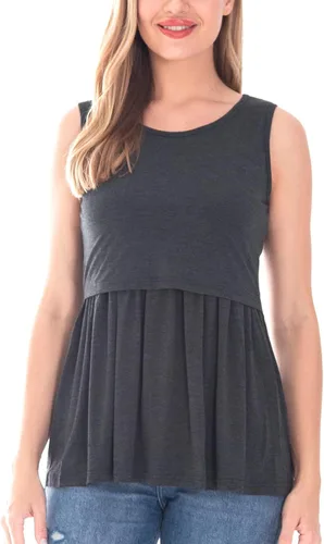 Miniatura 2 de Bearsland Camiseta sin mangas de maternidad para mujer cuello redondo para lactancia ropa de embarazo