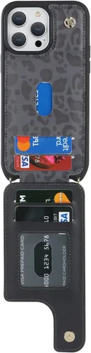Miniatura 6 de Lipvina Funda para iPhone 13 Pro con tarjetero y correa para mujer, cordón cruzado, soporte de anillo con soporte, cierre a presión, bonitas fundas