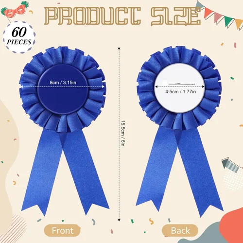 Miniatura 2 de Hanaive 60 cintas de premio en blanco, 1er 2do y 3er lugar, ganador de medalla de roseta, premio de victoria, reconocimiento, participación