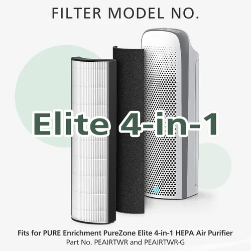 Miniatura 2 de Filtro de repuesto HEPA 2 en 1 compatible con purificador de aire 4 en 1 Pure Enrichment PureZone Elite (PEAIRTWR), prefiltro activado por carbón +