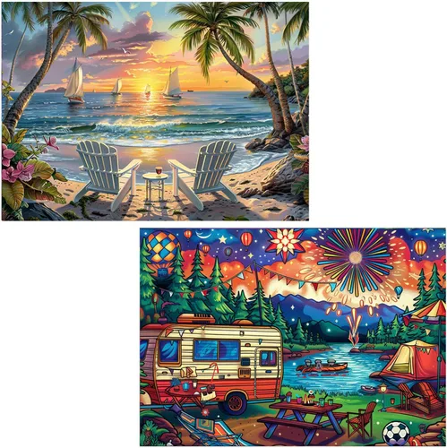 Miniatura 19 de EWJRNSF Paquete de 6 kits de pintura de diamantes 5D para adultos principiantes, juegos de arte de diamantes, pintura de gemas y manualidades, B 6