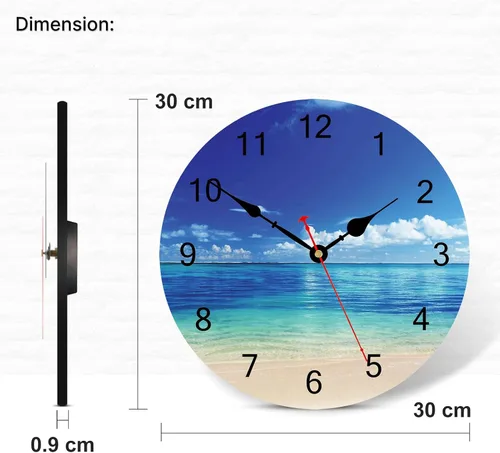 Miniatura 5 de TAHEAT Reloj de pared de playa costera, decoración náutica azul para baño, decorativo, funciona con pilas, silencioso, sin tictac, para sala
