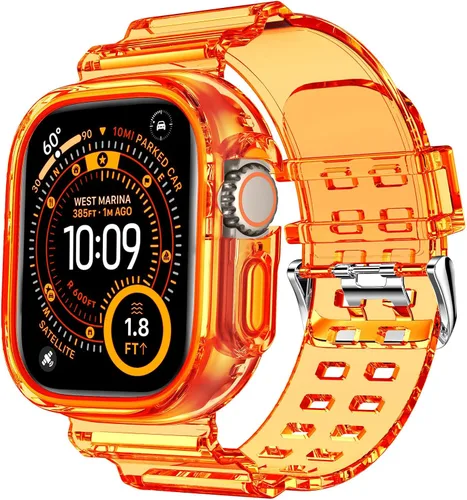 Miniatura 62 de DABAOZA - Correa compatible con Apple Watch de 49 mm, 46 mm, 45 mm, 44 mm, 42 mm, 41 mm, 40 mm, 38 mm, con protector, correa de TPU brillante