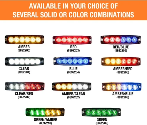Miniatura 4 de Buyers Products 8892210 Luz estroboscópica LED de 5" ámbar/verde, 6 LED, 23 patrones de flash, carcasa de aluminio, luces de advertencia