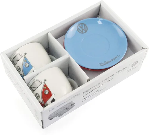 Miniatura 4 de BRISA VW Collection - Juego de tazas de café expreso Volkswagen para café, té y capuchino, diseño de autocaravana T1 (frente de autobús/3.4 fl oz)