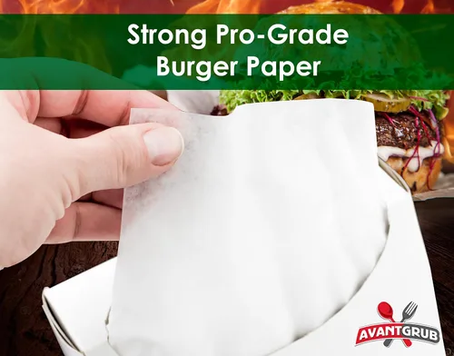 Miniatura 6 de Avant Grub - Papel de hamburguesa de grado restaurante, paquete de 1000 unidades. Cuadrados antiadherentes, encerados de grado alimenticio de 5.5 x
