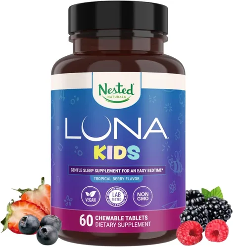 Suplemento de ayuda natural para dormir Luna Kids (60 tabletas), N.° 2, para niños mayores de 4 años y adultos delicados, píldoras para dormir