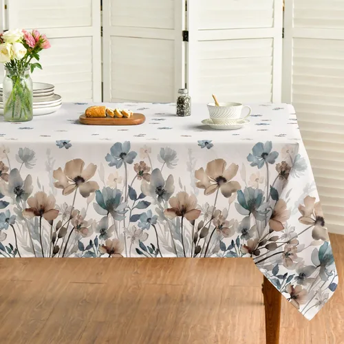 Horaldaily Mantel vintage rectangular de 52 x 70 pulgadas, diseño de flores de acuarela, lavable de temporada, para fiesta, picnic, cena, decoración