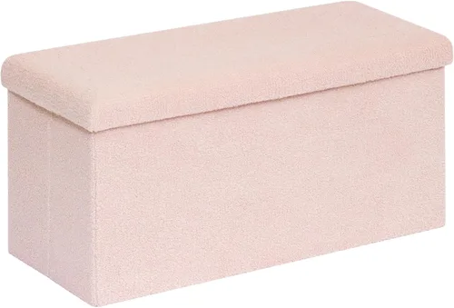 Miniatura 34 de PINPLUS Otomanas otomanas de almacenamiento con forma cuadrada con reposapiés de almacenamiento para sala de estar, asiento otomano Boucle para Negro