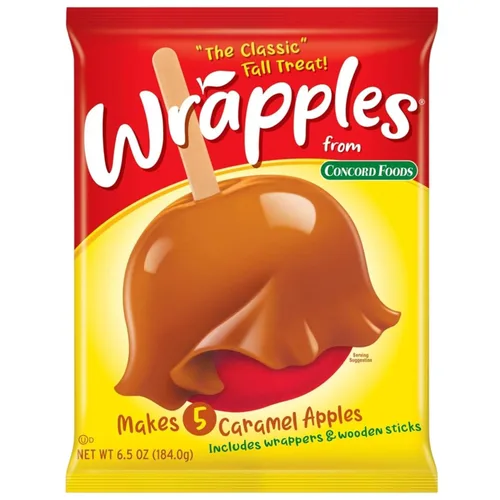 Concord Foods Kit de manzana caramelo: regalo favorito de otoño - ¡Disfruta de manzanas masticables! Hace 10 manzanas de caramelo por caja, 5 onzas