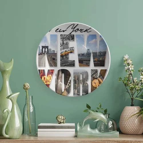 Miniatura 5 de XISUNYA Plato decorativo de 6 pulgadas, artesanía de cerámica de Nueva York, ciudad de Nueva York con diferentes áreas de impresión de Manhattan