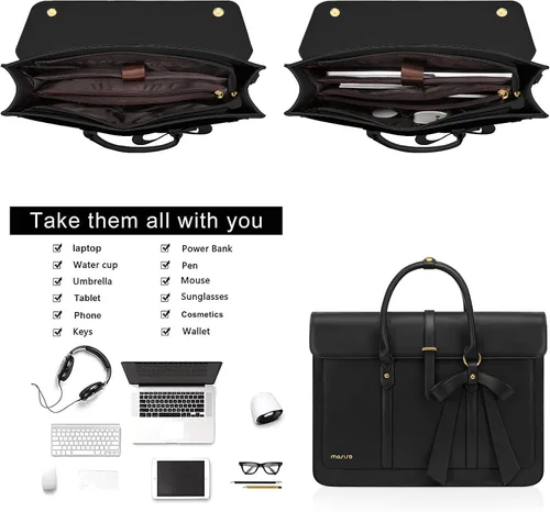 Miniatura 4 de MOSISO Bolsa para computadora portátil para mujer, de piel sintética, mochila convertible, bolsa de viaje para computadora con lazo
