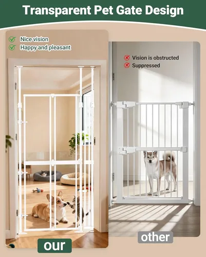 Miniatura 6 de Puerta para gatos extra alta de 74.80-98.43 pulgadas para puerta, amplia y ajustable de 20.8-38 pulgadas, puerta transparente de seguridad