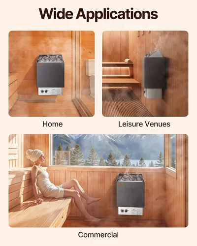 Miniatura 9 de VEVOR - Calefactor de sauna, estufa eléctrica de sauna de 220V, calentador de sauna para baño de vapor con temporizador de 3h y temperatura