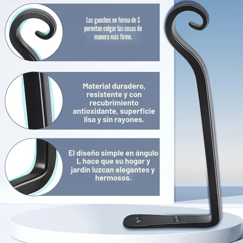 Miniatura 3 de FEED GARDEN Ganchos de pared para plantas colgantes de 10 pulgadas, paquete de 2 soportes de metal resistentes para plantas, con capacidad para 48