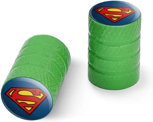 Miniatura 14 de GRAPHICS & MORE Superman Classic S Shield Logo Moto Bicicleta Llanta Llanta Llanta Tapones de Válvula de Aluminio Negro