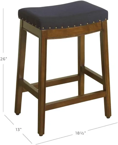 Miniatura 3 de Homepop Decoración del hogar Taburetes de bar de altura de mostrador con ribete de clavos sin espalda Taburetes de bar de 24 pulgadas Muebles