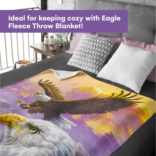 Miniatura 6 de Dawhud Direct Manta de forro polar de águila, 50 x 60 pulgadas, estampado de águila voladora, felpa súper suave, unisex, color Iii Eagle Clouds
