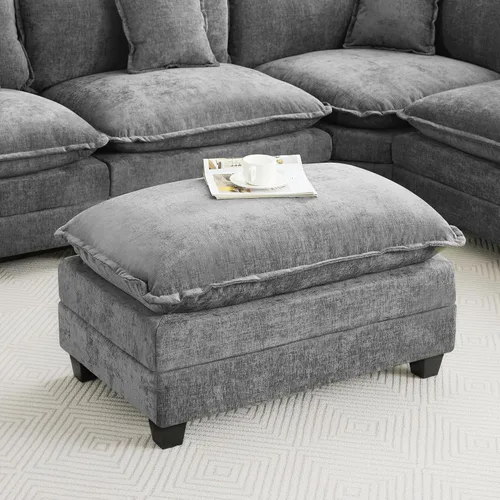 Miniatura 97 de Otomán de Sofá Moderno de Chenille Nube de 35'', Otomán Rectangular para Sofá Seccional Modular, Beige