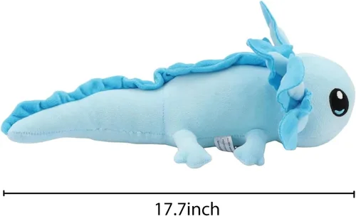Miniatura 7 de Peluche realista de ajolote azul de 17.7 pulgadas, suave y largo animal de peluche de salamandra, lindo peluche de anfibio para niños, niñas, niños