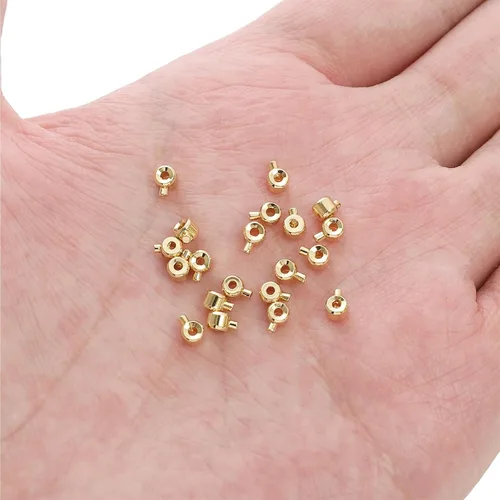 Miniatura 5 de BEADIA - Hebilla de línea de pesca cilíndrica chapada en oro de 14 quilates, tapas de extremo de 3.2 mm, 30 piezas para hacer joyas