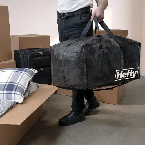 Miniatura 6 de Bolsa de mudanza Hefty – Mochila extragrande con doble cremallera – Resistente, resistente al agua, plegable, reutilizable para embalaje