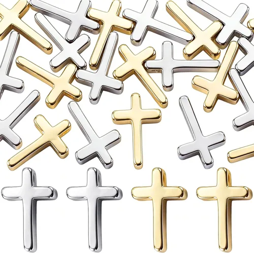 Miniatura 9 de 120 dijes de cruz para hacer joyas, cuentas de cruz religiosa para pulseras, cruces para hacer joyas, pulseras, collares, manualidades (6 colores)
