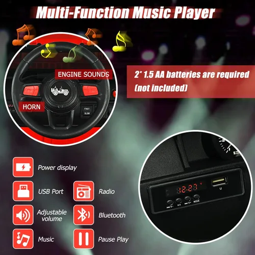 Miniatura 4 de INFANS Camión de Juguería con Control Remoto de los Padres, Vehículos Eléctricos Alimentados por Batería de 12V, 3 Velocidades, Radio Bluetooth