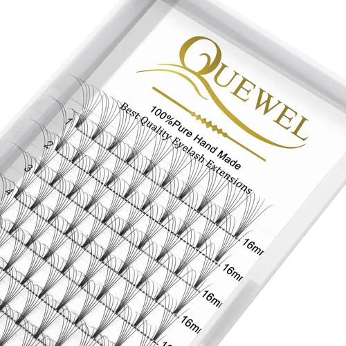 Miniatura 64 de QUEWEL Extensiones de pestañas postizas en abanico 3D 0.004 in D, mezcla de 0.43-0.59 pulgadas, tallo corto 3D 4D 5D 6D 8D 0.07/0.004 in C/D